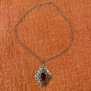 Vintage Sarah Coventry Necklace with Gem Centered Drop Pendant